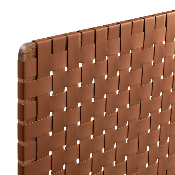 Modway Furniture Sparta Weave Wall-Mount Vegan Leather Twin Headboard by Modway – Stylish, Space-Saving Design for Modern Rooms Walnut Brown MOD-7120-WAL-BRN