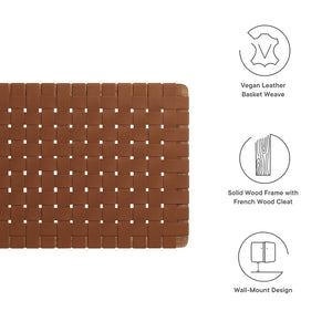 Modway Furniture Sparta Weave Wall-Mount Vegan Leather Twin Headboard by Modway – Stylish, Space-Saving Design for Modern Rooms Walnut Brown MOD-7120-WAL-BRN