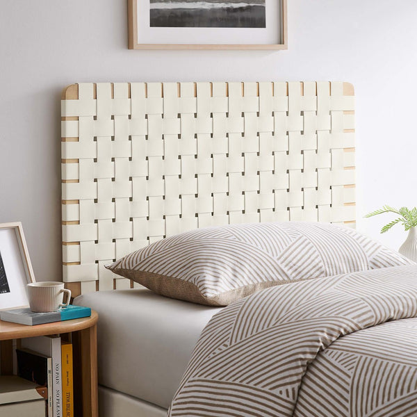 Modway Furniture Sparta Weave Vegan Leather Twin Headboard by Modway - Modern Design for Stylish Bedroom Spaces Natural Beige MOD-7121-NAT-BEI