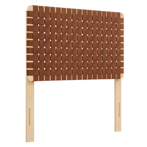 Modway Furniture Sparta Weave Vegan Leather Twin Headboard by Modway - Modern Design for Stylish Bedroom Spaces Natural Brown MOD-7121-NAT-BRN