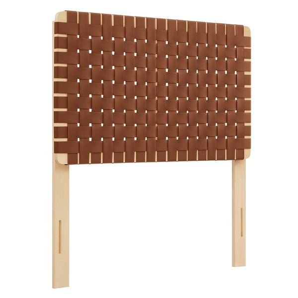 Modway Furniture Sparta Weave Vegan Leather Twin Headboard by Modway - Modern Design for Stylish Bedroom Spaces Natural Brown MOD-7121-NAT-BRN