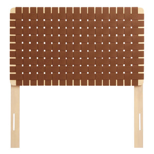 Modway Furniture Sparta Weave Vegan Leather Twin Headboard by Modway - Modern Design for Stylish Bedroom Spaces Natural Brown MOD-7121-NAT-BRN