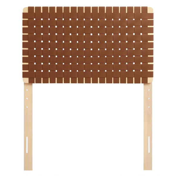 Modway Furniture Sparta Weave Vegan Leather Twin Headboard by Modway - Modern Design for Stylish Bedroom Spaces Natural Brown MOD-7121-NAT-BRN
