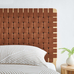 Modway Furniture Sparta Weave Vegan Leather Twin Headboard by Modway - Modern Design for Stylish Bedroom Spaces Natural Brown MOD-7121-NAT-BRN