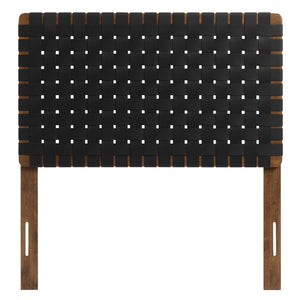 Modway Furniture Sparta Weave Vegan Leather Twin Headboard by Modway - Modern Design for Stylish Bedroom Spaces Walnut Black MOD-7121-WAL-BLK