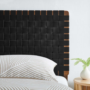 Modway Furniture Sparta Weave Vegan Leather Twin Headboard by Modway - Modern Design for Stylish Bedroom Spaces Walnut Black MOD-7121-WAL-BLK