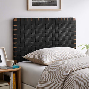 Modway Furniture Sparta Weave Vegan Leather Twin Headboard by Modway - Modern Design for Stylish Bedroom Spaces Walnut Black MOD-7121-WAL-BLK