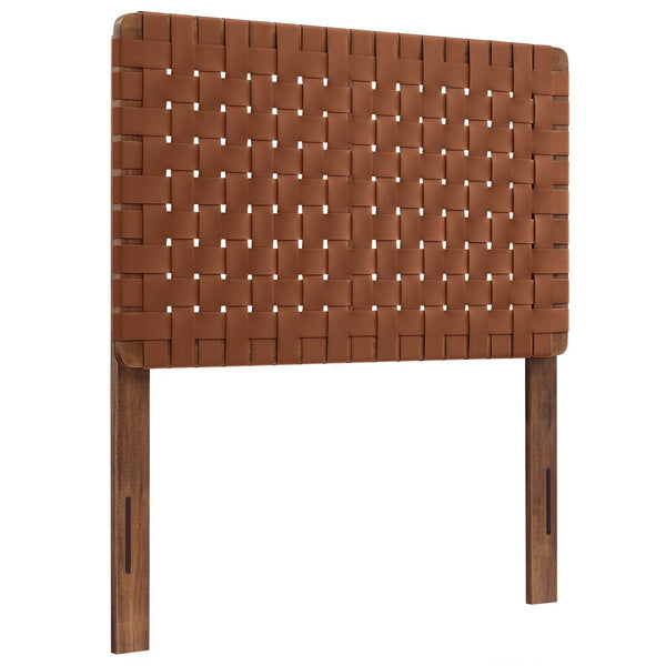 Modway Furniture Sparta Weave Vegan Leather Twin Headboard by Modway - Modern Design for Stylish Bedroom Spaces Walnut Brown MOD-7121-WAL-BRN