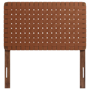 Modway Furniture Sparta Weave Vegan Leather Twin Headboard by Modway - Modern Design for Stylish Bedroom Spaces Walnut Brown MOD-7121-WAL-BRN