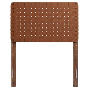 Modway Furniture Sparta Weave Vegan Leather Twin Headboard by Modway - Modern Design for Stylish Bedroom Spaces Walnut Brown MOD-7121-WAL-BRN