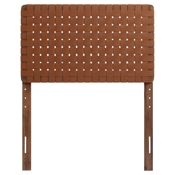 Modway Furniture Sparta Weave Vegan Leather Twin Headboard by Modway - Modern Design for Stylish Bedroom Spaces Walnut Brown MOD-7121-WAL-BRN