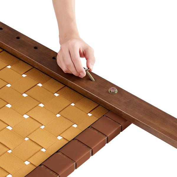 Modway Furniture Sparta Weave Vegan Leather Twin Headboard by Modway - Modern Design for Stylish Bedroom Spaces Walnut Brown MOD-7121-WAL-BRN