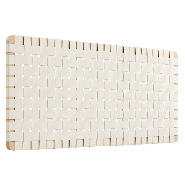 Modway Furniture Sparta Weave Vegan Leather Full Headboard - Stylish Wall-Mount Design for Modern Bedrooms and Spaces Natural Beige MOD-7122-NAT-BEI