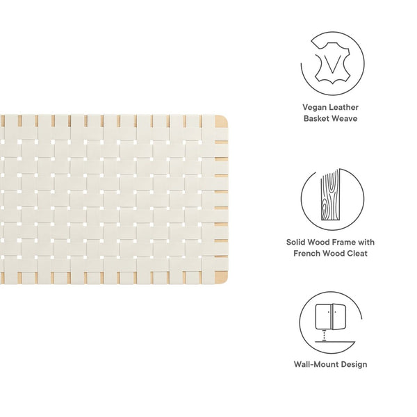 Modway Furniture Sparta Weave Vegan Leather Full Headboard - Stylish Wall-Mount Design for Modern Bedrooms and Spaces Natural Beige MOD-7122-NAT-BEI