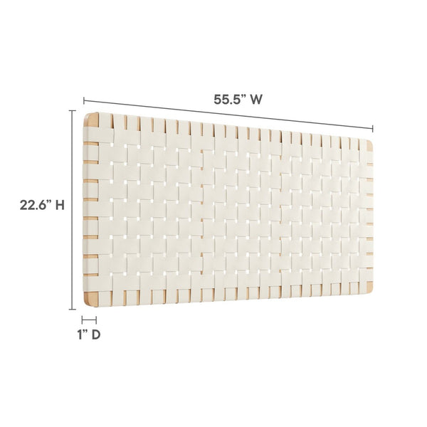 Modway Furniture Sparta Weave Vegan Leather Full Headboard - Stylish Wall-Mount Design for Modern Bedrooms and Spaces Natural Beige MOD-7122-NAT-BEI