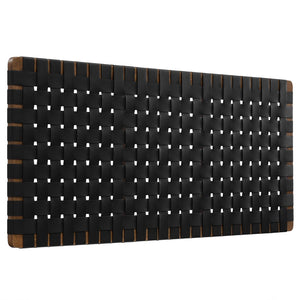 Modway Furniture Sparta Weave Vegan Leather Full Headboard - Stylish Wall-Mount Design for Modern Bedrooms and Spaces Walnut Black MOD-7122-WAL-BLK