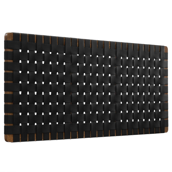 Modway Furniture Sparta Weave Vegan Leather Full Headboard - Stylish Wall-Mount Design for Modern Bedrooms and Spaces Walnut Black MOD-7122-WAL-BLK