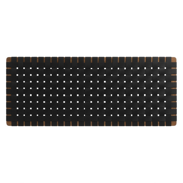 Modway Furniture Sparta Weave Vegan Leather Full Headboard - Stylish Wall-Mount Design for Modern Bedrooms and Spaces Walnut Black MOD-7122-WAL-BLK