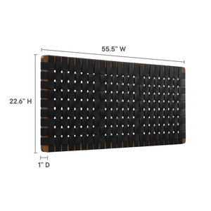 Modway Furniture Sparta Weave Vegan Leather Full Headboard - Stylish Wall-Mount Design for Modern Bedrooms and Spaces Walnut Black MOD-7122-WAL-BLK