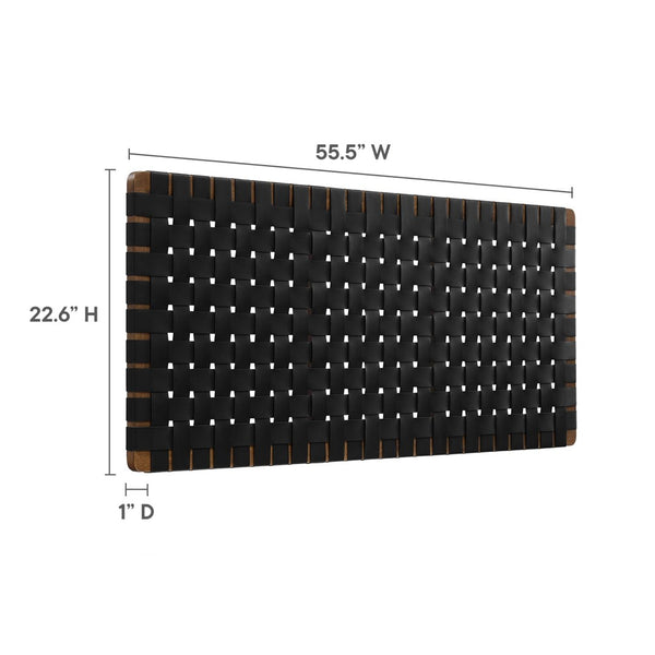 Modway Furniture Sparta Weave Vegan Leather Full Headboard - Stylish Wall-Mount Design for Modern Bedrooms and Spaces Walnut Black MOD-7122-WAL-BLK