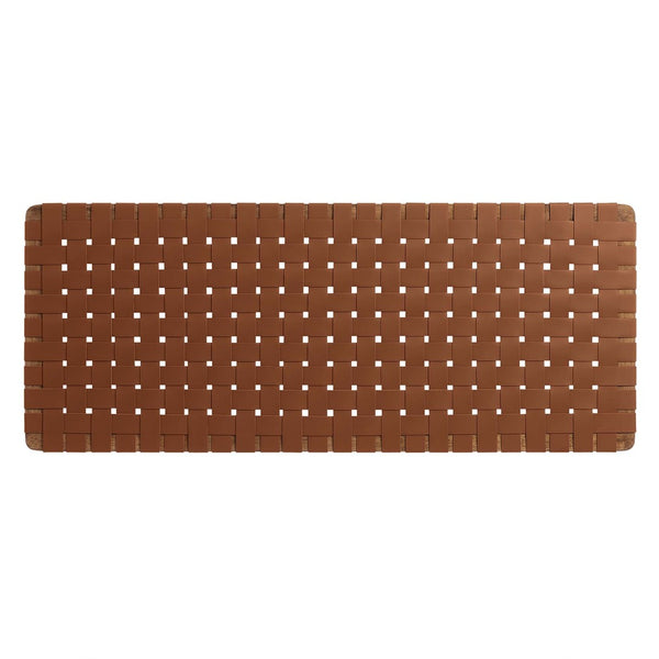 Modway Furniture Sparta Weave Vegan Leather Full Headboard - Stylish Wall-Mount Design for Modern Bedrooms and Spaces Walnut Brown MOD-7122-WAL-BRN