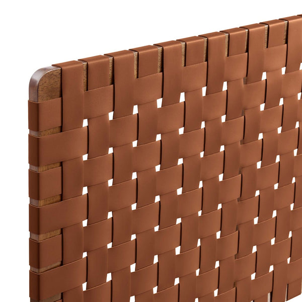 Modway Furniture Sparta Weave Vegan Leather Full Headboard - Stylish Wall-Mount Design for Modern Bedrooms and Spaces Walnut Brown MOD-7122-WAL-BRN