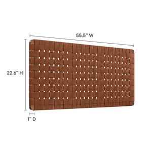 Modway Furniture Sparta Weave Vegan Leather Full Headboard - Stylish Wall-Mount Design for Modern Bedrooms and Spaces Walnut Brown MOD-7122-WAL-BRN
