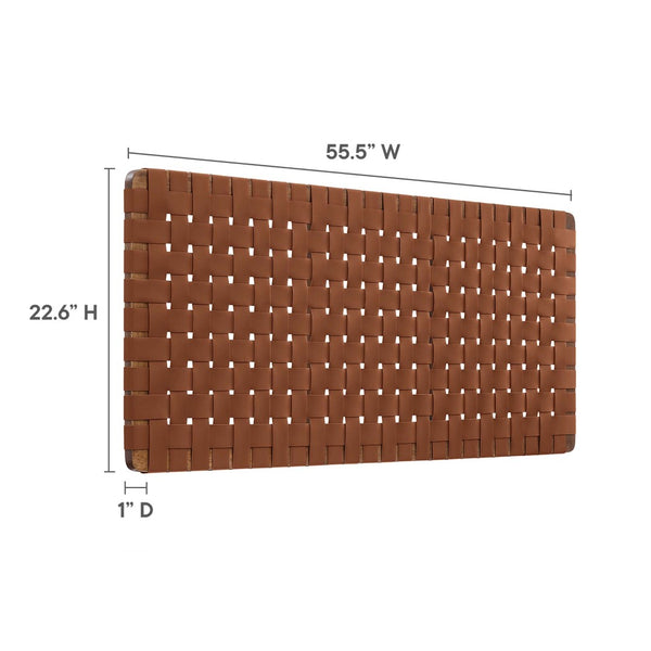 Modway Furniture Sparta Weave Vegan Leather Full Headboard - Stylish Wall-Mount Design for Modern Bedrooms and Spaces Walnut Brown MOD-7122-WAL-BRN