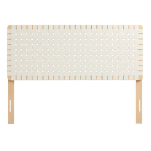 Modway Furniture Sparta Weave Vegan Leather Full Headboard - Contemporary Design for Stylish Bedrooms & Easy Setup Natural Beige MOD-7123-NAT-BEI