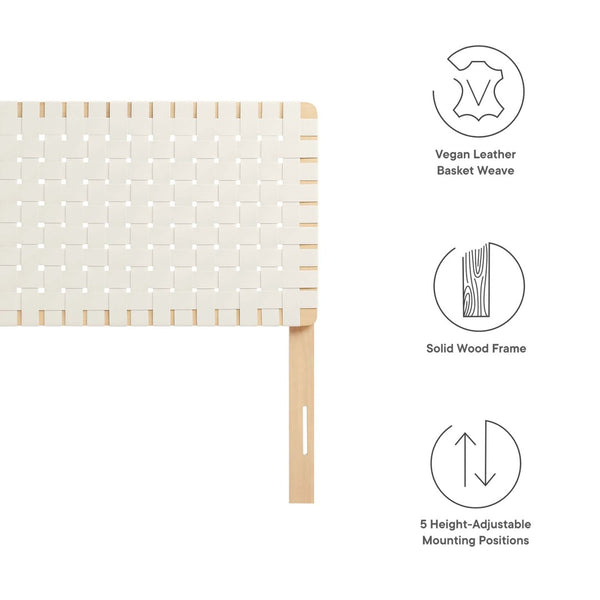 Modway Furniture Sparta Weave Vegan Leather Full Headboard - Contemporary Design for Stylish Bedrooms & Easy Setup Natural Beige MOD-7123-NAT-BEI