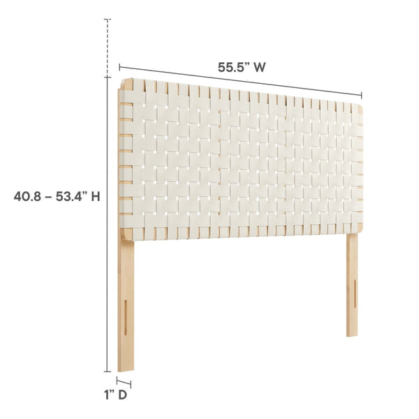 Modway Furniture Sparta Weave Vegan Leather Full Headboard - Contemporary Design for Stylish Bedrooms & Easy Setup Natural Beige MOD-7123-NAT-BEI