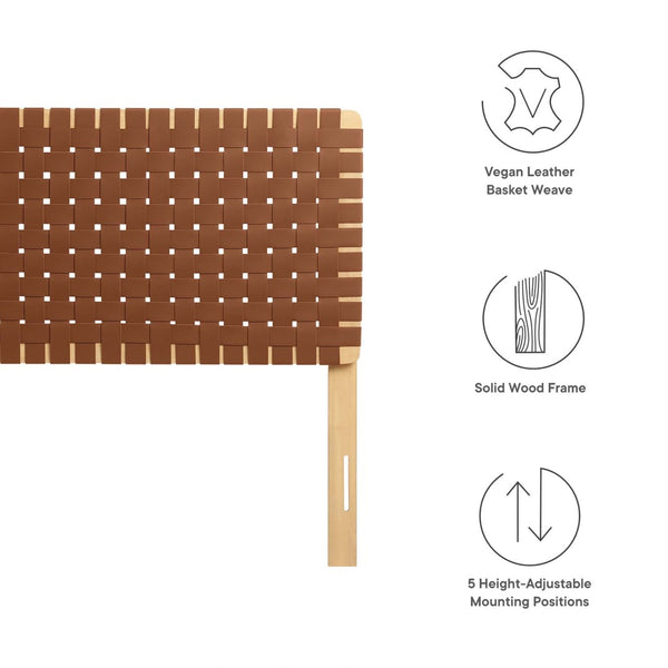 Modway Furniture Sparta Weave Vegan Leather Full Headboard - Contemporary Design for Stylish Bedrooms & Easy Setup Natural Brown MOD-7123-NAT-BRN