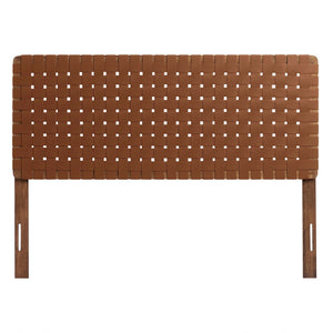 Modway Furniture Sparta Weave Vegan Leather Full Headboard - Contemporary Design for Stylish Bedrooms & Easy Setup Walnut Brown MOD-7123-WAL-BRN