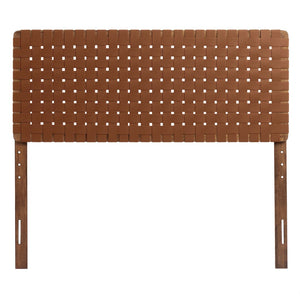 Modway Furniture Sparta Weave Vegan Leather Full Headboard - Contemporary Design for Stylish Bedrooms & Easy Setup Walnut Brown MOD-7123-WAL-BRN