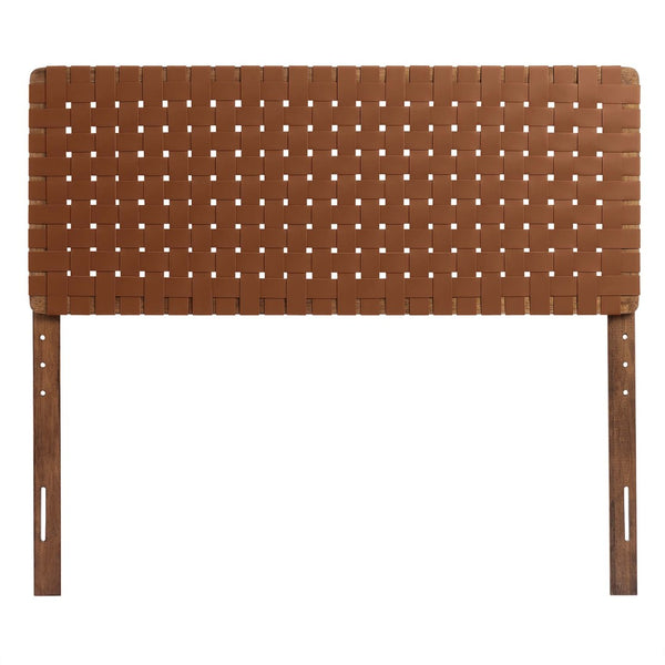 Modway Furniture Sparta Weave Vegan Leather Full Headboard - Contemporary Design for Stylish Bedrooms & Easy Setup Walnut Brown MOD-7123-WAL-BRN