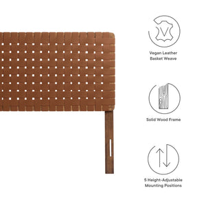 Modway Furniture Sparta Weave Vegan Leather Full Headboard - Contemporary Design for Stylish Bedrooms & Easy Setup Walnut Brown MOD-7123-WAL-BRN