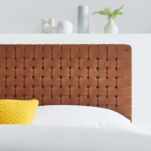 Modway Furniture Sparta Weave Vegan Leather Full Headboard - Contemporary Design for Stylish Bedrooms & Easy Setup Walnut Brown MOD-7123-WAL-BRN