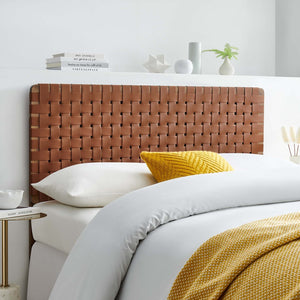 Modway Furniture Sparta Weave Vegan Leather Full Headboard - Contemporary Design for Stylish Bedrooms & Easy Setup Walnut Brown MOD-7123-WAL-BRN