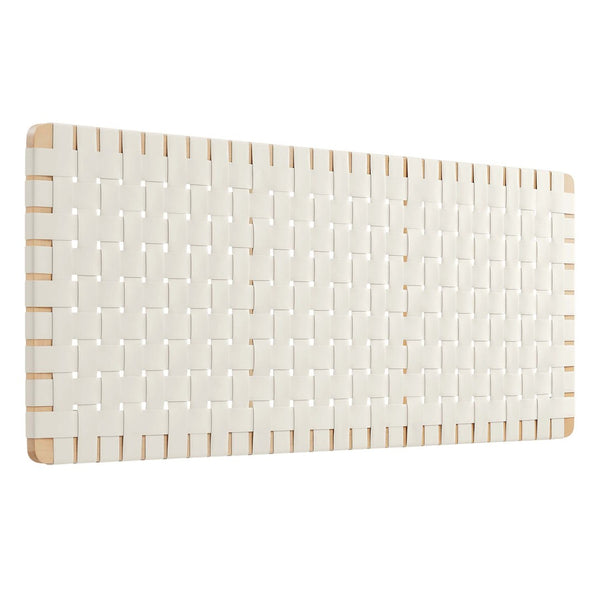 Modway Furniture Sparta Weave Wall-Mount Vegan Leather Queen Headboard - Modern Elegance for Any Bedroom Decor Natural Beige MOD-7124-NAT-BEI