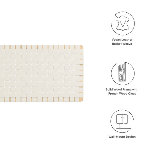 Modway Furniture Sparta Weave Wall-Mount Vegan Leather Queen Headboard - Modern Elegance for Any Bedroom Decor Natural Beige MOD-7124-NAT-BEI