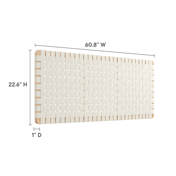 Modway Furniture Sparta Weave Wall-Mount Vegan Leather Queen Headboard - Modern Elegance for Any Bedroom Decor Natural Beige MOD-7124-NAT-BEI