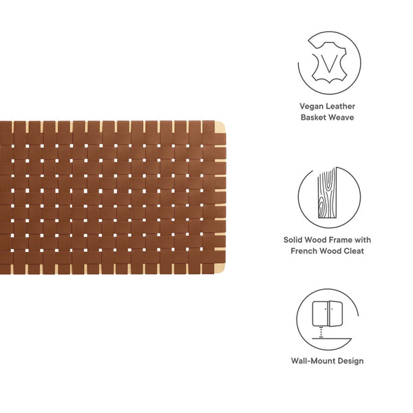 Modway Furniture Sparta Weave Wall-Mount Vegan Leather Queen Headboard - Modern Elegance for Any Bedroom Decor Natural Brown MOD-7124-NAT-BRN