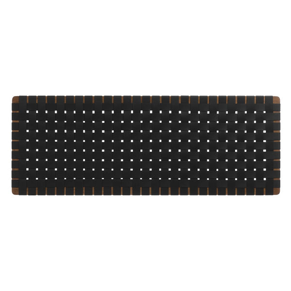 Modway Furniture Sparta Weave Wall-Mount Vegan Leather Queen Headboard - Modern Elegance for Any Bedroom Decor Walnut Black MOD-7124-WAL-BLK