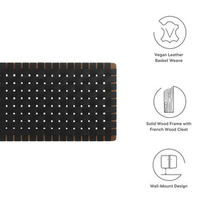 Modway Furniture Sparta Weave Wall-Mount Vegan Leather Queen Headboard - Modern Elegance for Any Bedroom Decor Walnut Black MOD-7124-WAL-BLK