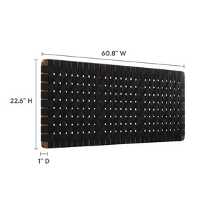 Modway Furniture Sparta Weave Wall-Mount Vegan Leather Queen Headboard - Modern Elegance for Any Bedroom Decor Walnut Black MOD-7124-WAL-BLK