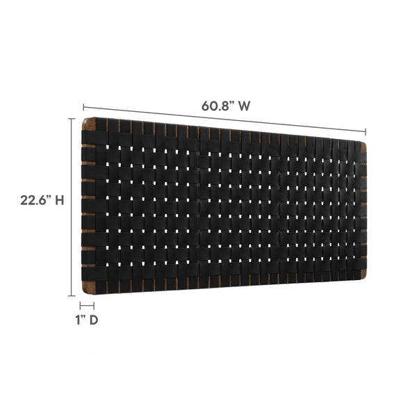 Modway Furniture Sparta Weave Wall-Mount Vegan Leather Queen Headboard - Modern Elegance for Any Bedroom Decor Walnut Black MOD-7124-WAL-BLK