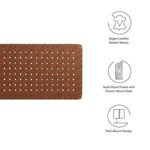 Modway Furniture Sparta Weave Wall-Mount Vegan Leather Queen Headboard - Modern Elegance for Any Bedroom Decor Walnut Brown MOD-7124-WAL-BRN