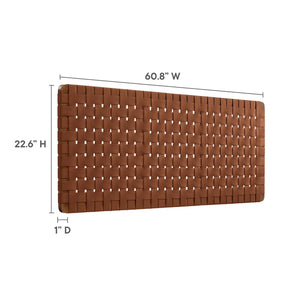 Modway Furniture Sparta Weave Wall-Mount Vegan Leather Queen Headboard - Modern Elegance for Any Bedroom Decor Walnut Brown MOD-7124-WAL-BRN