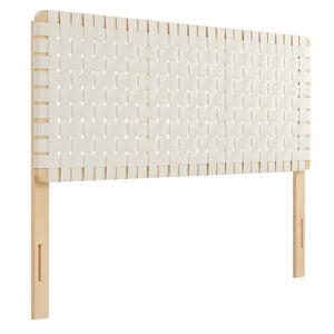 Modway Furniture Sparta Weave Vegan Leather Queen Headboard by Modway - Elegant Design with Adjustable Height Support Natural Beige MOD-7125-NAT-BEI