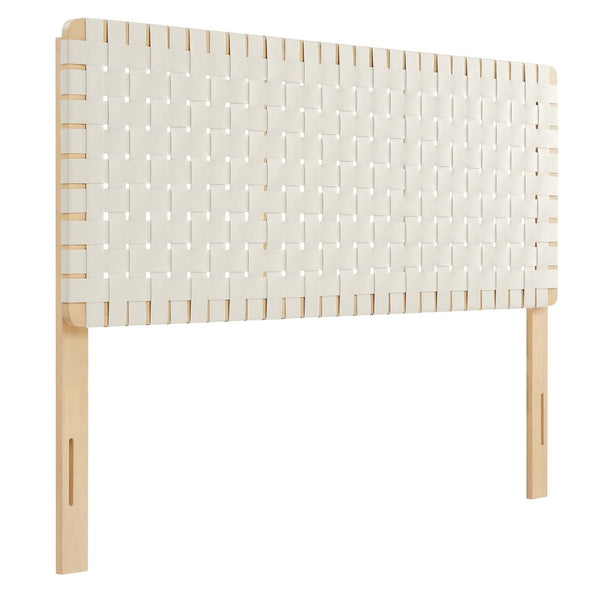 Modway Furniture Sparta Weave Vegan Leather Queen Headboard by Modway - Elegant Design with Adjustable Height Support Natural Beige MOD-7125-NAT-BEI